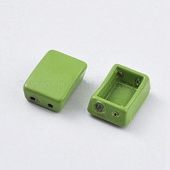 スプレー塗装合金マルチ連リンク  タイル弾性ブレスレット作り用  長方形  ライムグリーン  11.3x8x4mm  穴：0.8mm&nbsp;PALLOY-G268-B-030