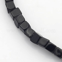 キューブ天然のブラックストーンビーズ連売り  4x4x4mm  穴：1mm  約85~100個/連  15.3インチ〜15.8インチ&nbsp;X-G-P057-01