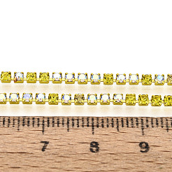 鉄ラインストーンカップチェーン  スプールで  黄水晶  2x2x2mm  約30.00フィート（9.14m）/ロール&nbsp;CH-T007-02A-01