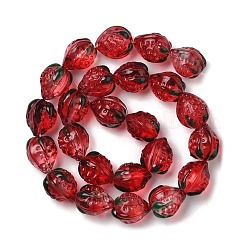 透明なガラスエナメルビーズイチゴ  ブラウン  13.5x11~12mm  穴：1.2mm&nbsp;LAMP-V001-05C