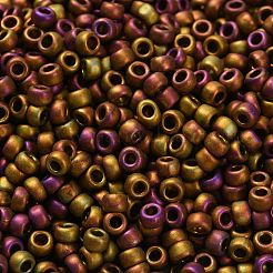 トーホー 8/0ラウンドビーズ  日本製シードビーズ  マットニッケルメッキ  （514f）高メタリック霜銅トワイライト  3mm  穴：1mm  約1110個/50g&nbsp;SEED-XTR08-0514F