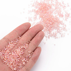 ガラス竹ビーズ  透明色の虹  ピンク  2.5~3x2mm  穴：0.9mm  約15000個/ポンド&nbsp;SEED-S032-10A-169A