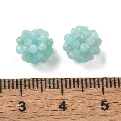 天然アマゾナイトの織りビーズ  クラスタビーズ  多面カット  ラウンド  8~9mm  穴：1.6mm&nbsp;GG-CBA2E9C-F23-01