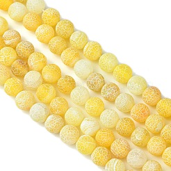 天然石クラック瑪瑙ビーズ連売り  染め  ラウンド  グレードA  ゴールド  8mm  穴：1mm  約50個/連  14インチ&nbsp;G-G055-8mm-6