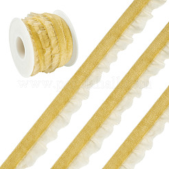 5ヤードのベルベットオーガンジーリボン  1個のプラスチックスプール付き  ゴールド  5/8インチ（15mm）&nbsp;SRIB-TA0001-36C