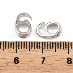 真鍮製のフックの留め金  ラックめっき  長持ちメッキ  鉛フリー＆カドミウムフリー  プラチナ  10x6.5x4mm  穴：4mm&nbsp;KK-H292-30P