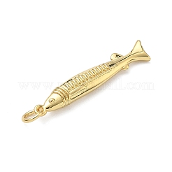真鍮チャーム  魚のチャーム  カドミウムフリー＆鉛フリー  ラックめっき  長持ちメッキ  丸カン付き  18KGP本金メッキ  32x6x4mm  穴：3.3mm&nbsp;KK-C156-16G