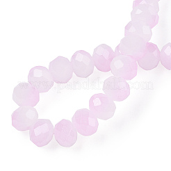 ツートンカラーのイミテーションヒスイガラスビーズ連売り  多面カット  ロンデル  プラム  4.5x3.5mm  穴：1mm  約105~110個/連  38~39cm&nbsp;LS-GLAA-T033-01A-07