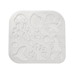 海の動物をテーマにしたシリコン製ペンダント型（DIY）  レジン型  UVレジン用  エポキシ樹脂工芸品作り  ホワイト  101x107x4mm  内径：8~47.5x9~35mm&nbsp;SIMO-G011-05A