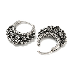 316サージカルステンレスフープピアス  リング  アンティークシルバー  23.5x19.5mm&nbsp;EJEW-D096-08A-AS