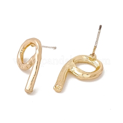 女性のための925つのスターリングシルバーピン付き真鍮数字スタッドピアス  NUM。9  21.5x11.5mm  ピン：0.7mm&nbsp;EJEW-A077-01I