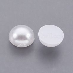 ABSプラスチックパール調カボション  半円  ホワイト  8x4mm&nbsp;SACR-S738-8mm-Z9