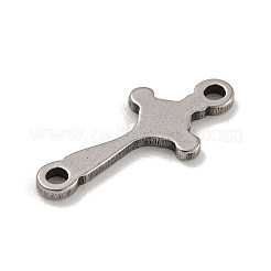 201ステンレススチールコネクタチャーム  宗教クロスリンク  ステンレス鋼色  17.5x7.5x1mm  穴：1.4mm&nbsp;STAS-S146-07P
