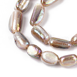 電気メッキ天然淡水シェルビーズ連売り  ナゲット  淡い茶色  4.5~14x4~7x4~7mm  穴：0.6mm  約41~60個/連  15.28~15.75''（38.8~40センチメートル）&nbsp;X-SHEL-T020-33