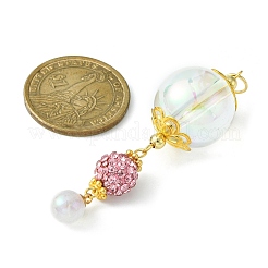 アクリルパーツ  ポリマークレイラインストーンビーズで  ゴールドカラー  64x19.5mm  穴：5mm&nbsp;X1-PALLOY-JF02138