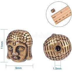チベット風ビーズ  無鉛の  仏頭  ミックスカラー  11x9x8mm  10個/カラー  60個/セット  10.3x1.7cm&nbsp;TIBEB-PH0004-18