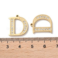 本物の14Kゴールドメッキ304ステンレススチールペンダント  ラインストーン付き  文字d  18x16.5x2mm  穴：1.2mm&nbsp;STAS-L022-157G-D