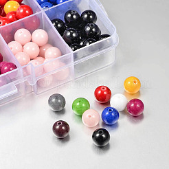 1箱10色天然馬山ヒスイのラウンドビーズ  染め  ミックスカラー  8mm  穴：1mm  約18PCS /カラー  180個/箱&nbsp;G-X0005-02
