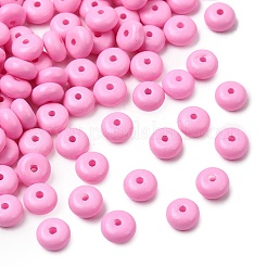 ベーキングペイント不透明ガラスビーズ  ロンデル  パールピンク  6.5x3.5mm  穴：1.2mm  約5555個/1000g&nbsp;GLAA-A045-06H