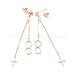 イオンプレーティング（IP）304ステンレススチールスタッドピアス  クロス＆インフィニティ  ミックスカラー  72.5mm  ピン：0.7mm&nbsp;EJEW-P191-01