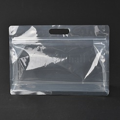 透明なプラスチック製ジッパー付き袋  プラスチック製のスタンドアップポーチ  再封可能なバッグ  ハンドル付き  透明  19.2x26x0.08cm&nbsp;OPP-L003-02B