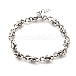 304ステンレススチール製インフィニティリンクチェーンブレスレット（女性用）  ステンレス鋼色  6-7/8インチ（17.5cm）&nbsp;BJEW-K226-14B-P
