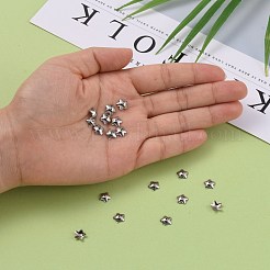 変色しにくい5枚の花びらの花、滑らかな表面、304ステンレススチールビーズキャップ  ステンレス鋼色  7x7x2mm  穴：1mm&nbsp;STAS-R065-53