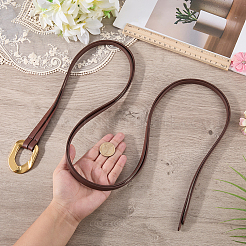 女性用牛革ノットタイベルト1本  合金バックル付き  ゴールドカラー  ココナッツブラウン  1325x5x3mm&nbsp;AJEW-CL0003-42C