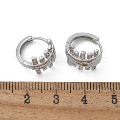 真鍮クリアキュービックジルコニアフープピアス  プラチナ  14.5x14.5x9.5mm&nbsp;EJEW-Q014-16P