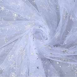 ポリエステル織物  服装アクセサリー  雪の結晶模様  ホワイト  1500mm&nbsp;DIY-WH20025-048A