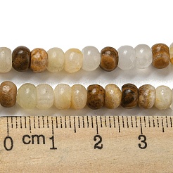 天然の緑色の縞模様のある方解石（アフガン翡翠）ビーズの連  ロンデル  5.5~6.5x3.5~4mm  穴：0.8mm  約96~97個/連  14.96~15.39''（38~39.1センチメートル）&nbsp;G-H305-A03-01