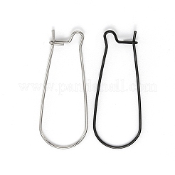 304 ステンレススチール フープ イヤリング 金具 腎臓型 イヤリング ワイヤー  ミックスカラー  33x13x0.7mm  21ゲージ&nbsp;STAS-L216-22A-M