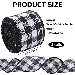 模造黄麻布リボン  タータン模様  衣服アクセサリー用  ミックスカラー  2インチ（50mm）&nbsp;DIY-WH20048-067B
