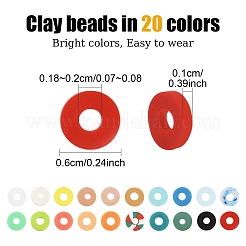 DIY ポリマー粘土ストレッチチャームブレスレット作成キット  ミックスカラー  6x0.5~1mm  穴：1.6~2mm  20色  6 G /カラー  120グラム&nbsp;DIY-YW0011-63
