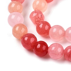 染め加工天然石ホワイトジェイドビーズ連売り  ツートン  ラウンド  レッド  4.5x4~4.5mm  穴：0.8mm  約90~91個/連  14.76~14.92''（37.5~37.9センチメートル）&nbsp;G-T140-4mm-A12
