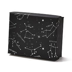 厚紙ジュエリー包装箱  内部のスポンジ  リング用  小さな時計  ネックレス  イヤリング  ブレスレット  星座模様  9.3x7.3x3.2cm&nbsp;CON-B002-02A-01