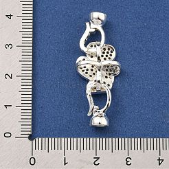 真鍮製マイクロペーブクリアキュービックジルコニアの留め金  花  プラチナ  38x14x7.5mm  穴：4.5mm&nbsp;KK-U037-20P