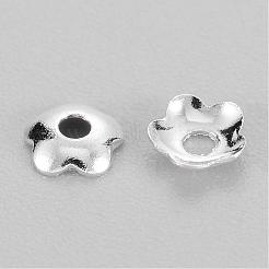 真鍮製ビーズキャップ  花  銀色のメッキ  サイズ：直径約4mm  穴  1.2mm&nbsp;KK-TB857-S