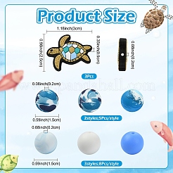 37 個 6 スタイルのシリコーンビーズ  ウミガメとラウンド  ミックスカラー  15~25x15~30x9~15mm  穴：2mm&nbsp;SIL-YW0002-63