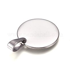 変色しにくい304ステンレススチールペンダント  空白タグのスタンプ  フラットラウンド  ステンレス鋼色  25x1.5mm  穴：10x4.5mm&nbsp;STAS-I135-29P
