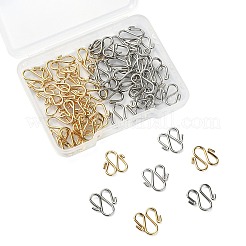 50個2色304ステンレススチールフック留め具  メートルの留め金  ゴールデン·ステンレス鋼色  13x12x1mm  25個/カラー&nbsp;STAS-CJ0002-12