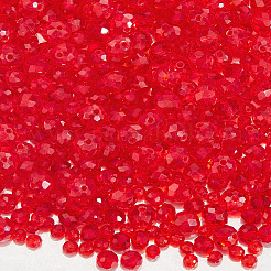 電気メッキガラスビーズセット  パール光沢メッキ  ファセット(32ファセット)  ロンデル  レッド  4~8x3~6mm  穴：0.4~1mm  795個/セット&nbsp;EGLA-PA0001-02B
