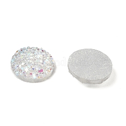 樹脂カボション  イミテーションドゥルージーアゲート  フラットラウンド  ABカラーメッキ  ライラック  12x3~4.5mm&nbsp;CRES-Q191-HA027-1