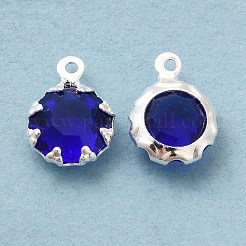 環境に優しいガラスチャーム  真鍮パーツ  長持ちメッキ  カドミウムフリー＆鉛フリー  フラットラウンド  925銀メッキ  ミックスカラー  9x6.5x3mm  穴：1mm&nbsp;KK-H442-63S