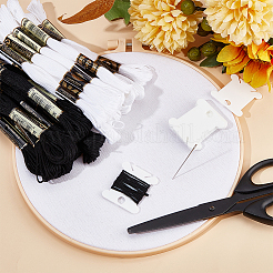 12 かせ 2 色 6 層ポリエステル刺繍糸  クロスステッチの糸  プラスチック糸巻きボード14個付き  ブラック＆ホワイト  0.5mm  約8.75ヤード（8m）/かせ  6 かせ/色&nbsp;OCOR-GF0003-42