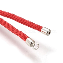 ナイロンツイストコードブレスレット  真鍮コードの端が  スライダーブレスレット作り用  レッド  9インチ（22.8cm）  穴：2.8mm  一本チェーン長：約11.4cm&nbsp;X-MAK-M025-113A