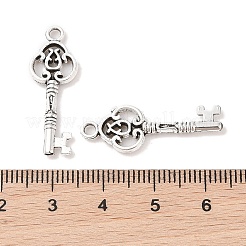 チベット風合金スケルトンキーペンダント  カドミウムフリー＆鉛フリー  アンティークシルバー  28.3x10x2.5mm  穴：2mm  約454個/500g&nbsp;TIBEP-Q043-014-RS