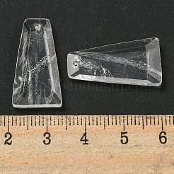 天然石クオーツクリスタルペンダント  ロッククリスタルのファセット台形チャーム  25x13x4mm  穴：1mm&nbsp;G-G123-02H