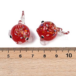 手作りランプワークビーズ  フグ  レッド  16~17x27~28x19~21mm  穴：1.1mm&nbsp;LAMP-D305-02D