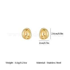 不規則な楕円形の304ステンレススチール製スタッドピアス（女性用）  18KGP本金メッキ  24x20mm&nbsp;AM9832